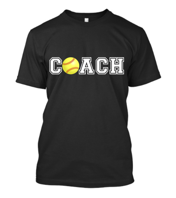 Softball Coach Bold Lettering With Yellow Ball T-Shirt