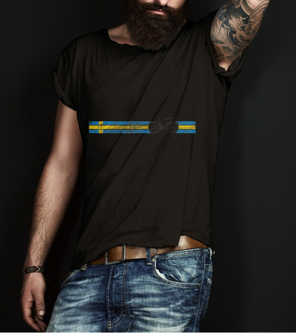 Sweden Flag With Cyclist Bike T-Shirt