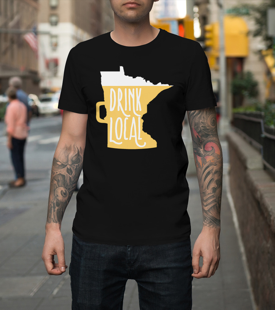 DRINK LOCAL MINNESOTA CRAFT BEER MUG STATE SHAPE T-Shirt