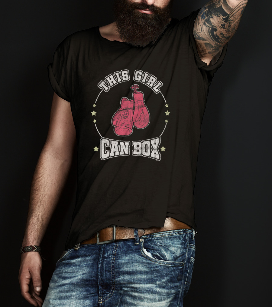 This Girl Can Box Cool Women Boxer Boxing Gloves Stars T-Shirt