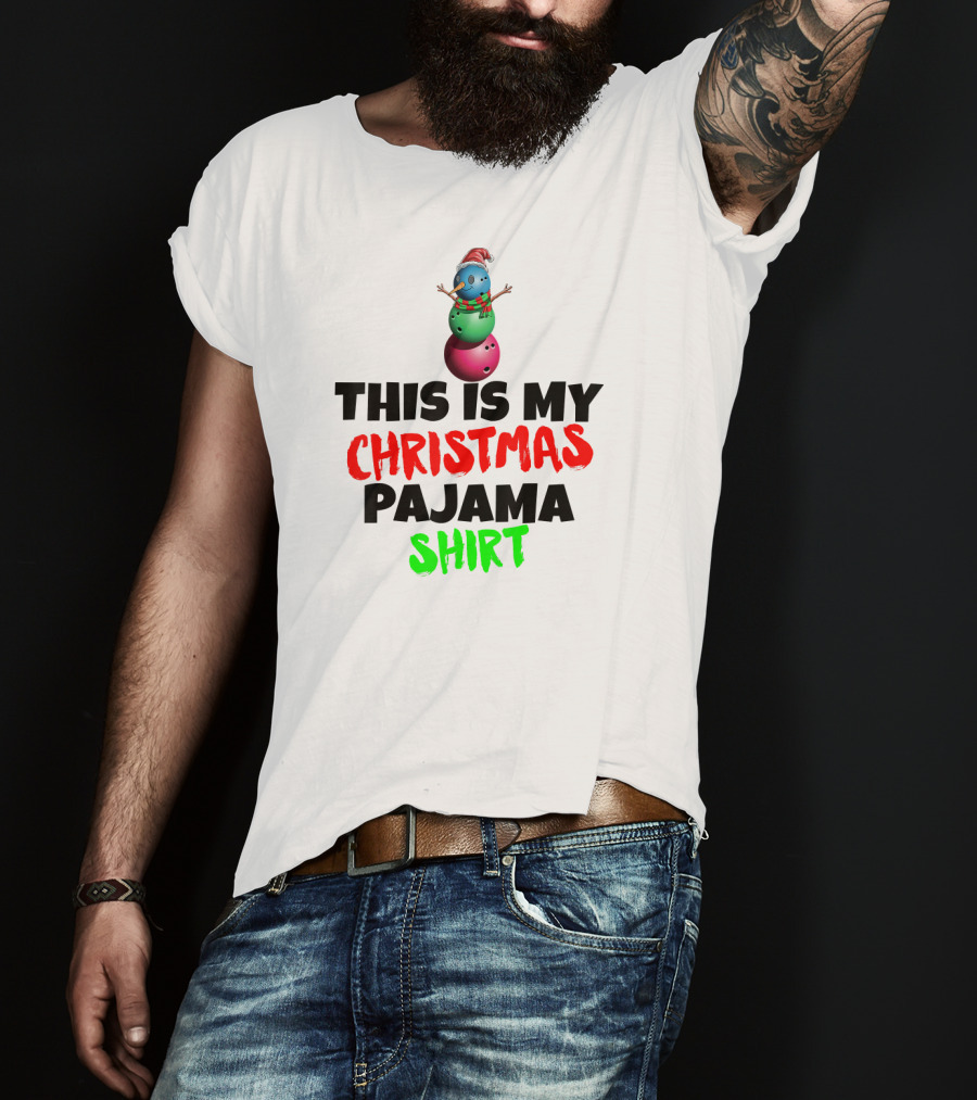 This Is My Christmas Pajama Shirt Santa Snowman T-Shirt