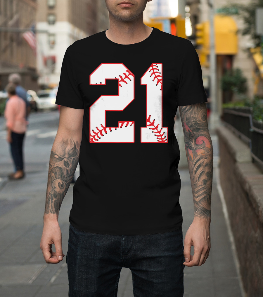 Twenty First Birthday Party 21th Baseball Number T-Shirt