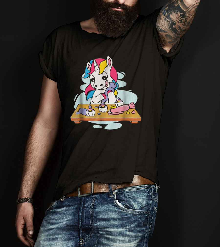 Unicorn Baking Cupcakes Cupcake Magic Baking Fun T-Shirt