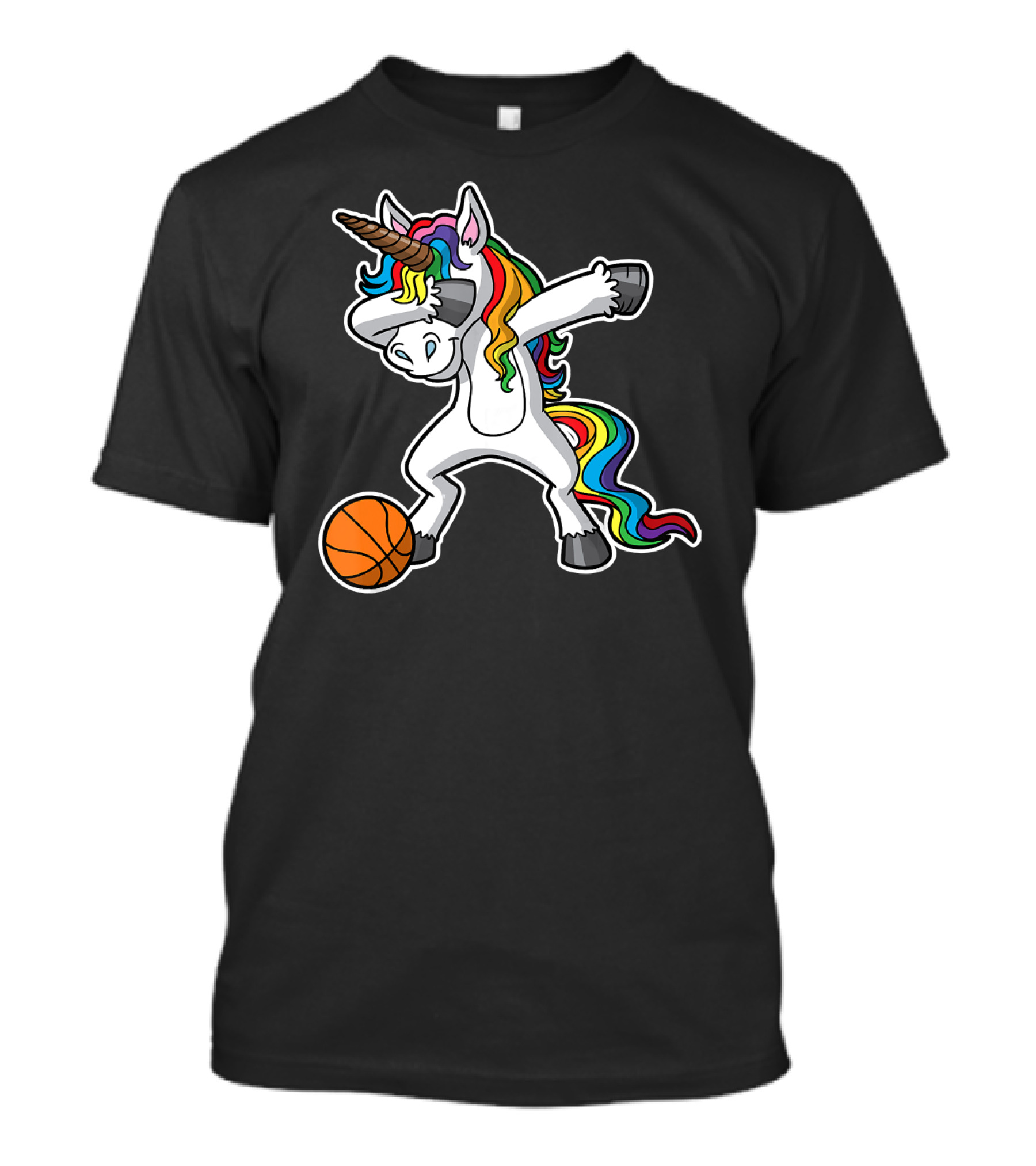 Unicorn Dabbing Basketball Rainbow Mane T-Shirt