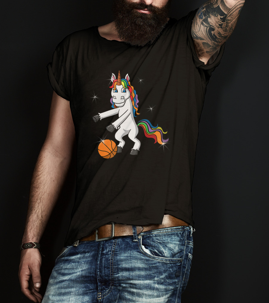Unicorn Girls Women Floss Like Dancing Basketball T-Shirt