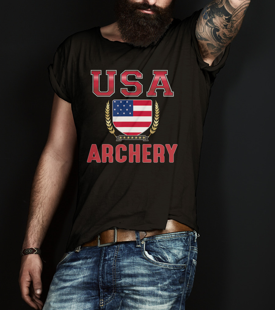 USA Archery Shield With Stars And Stripes Emblem T-Shirt