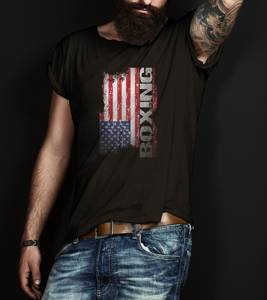 USA Flag Boxing Grunge T-Shirt