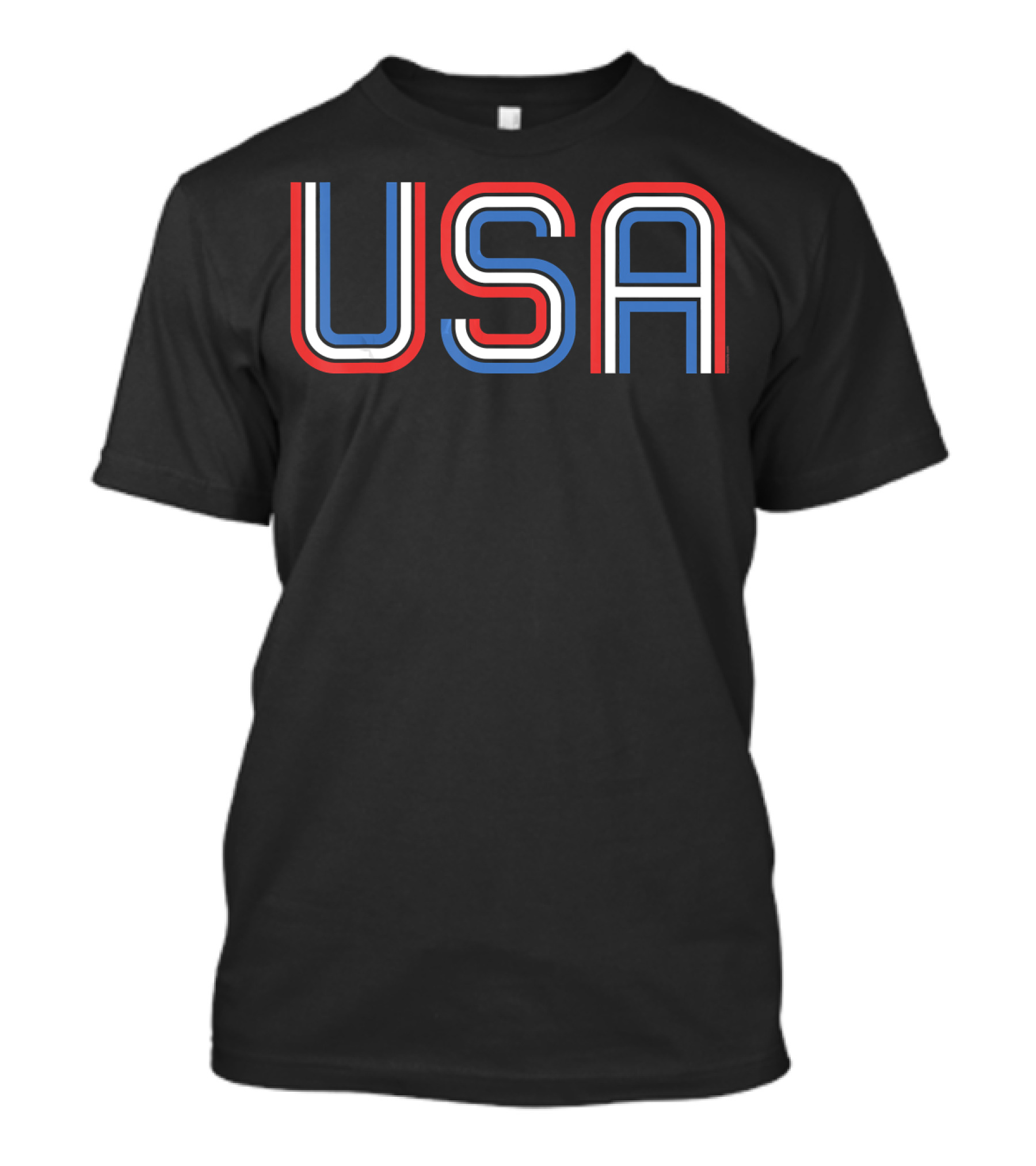 USA Women Men Patriotic America Red White Blue Letters T-Shirt