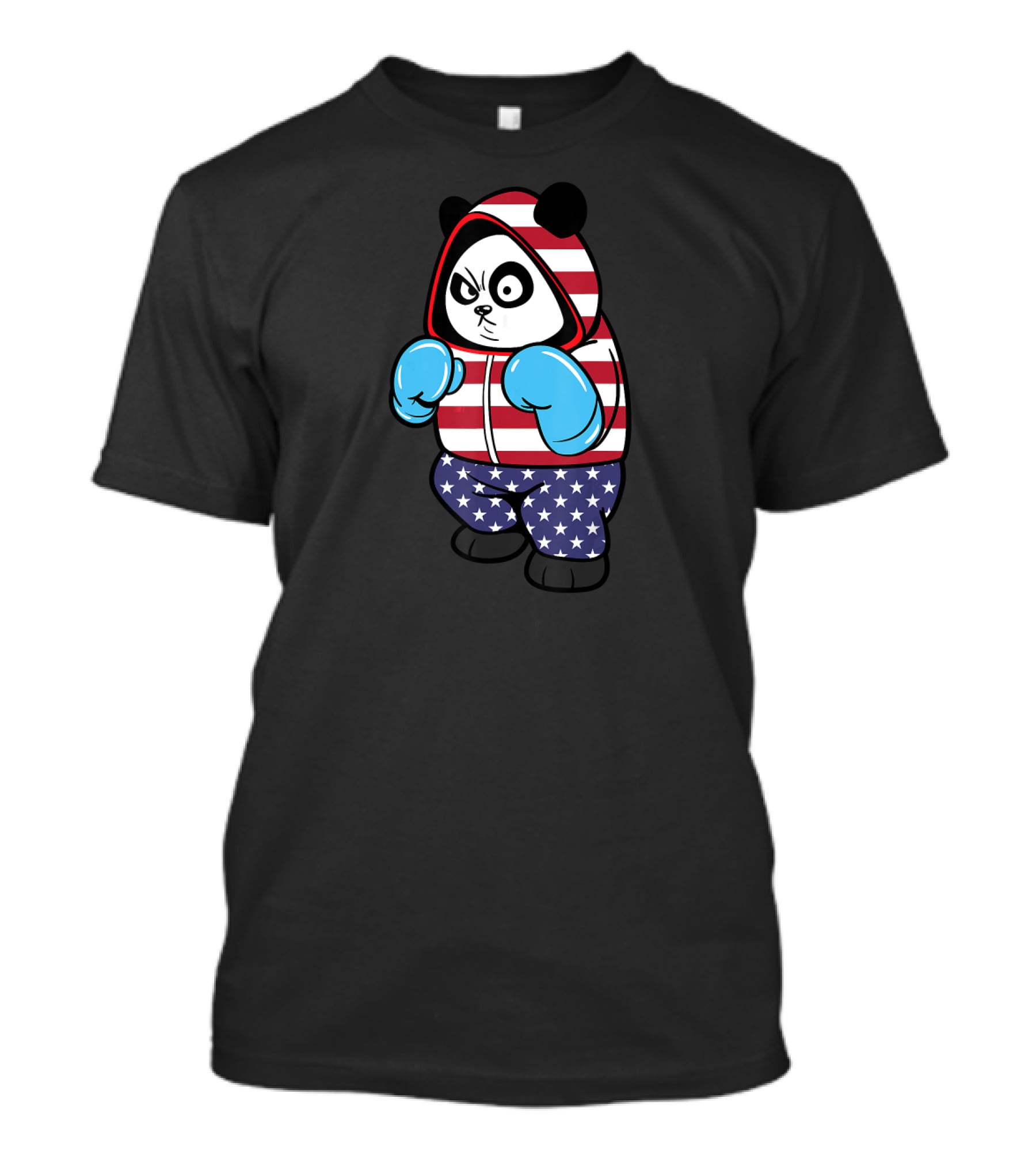 USA United States Boxing Panda Bear In American Flag Hoodie And Gloves T-Shirt