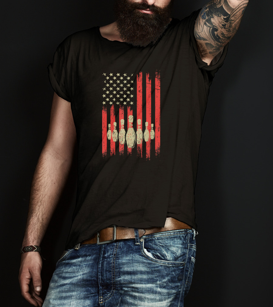 Vintage American Flag Bowling Pins Classic T-Shirt