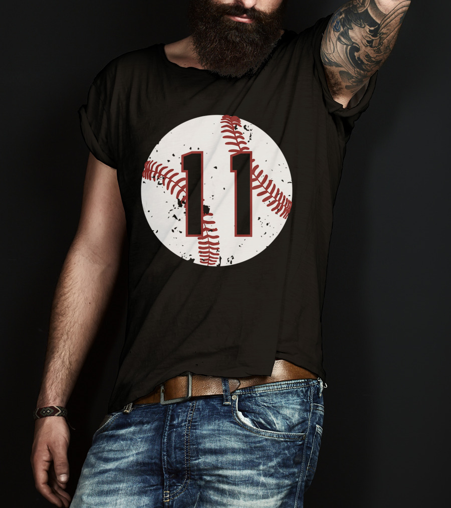 Vintage Baseball Number 11 Cool Softball Circle T-Shirt