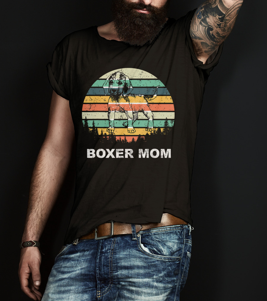 Boxer Mom Vintage Sunset Stripes T-Shirt
