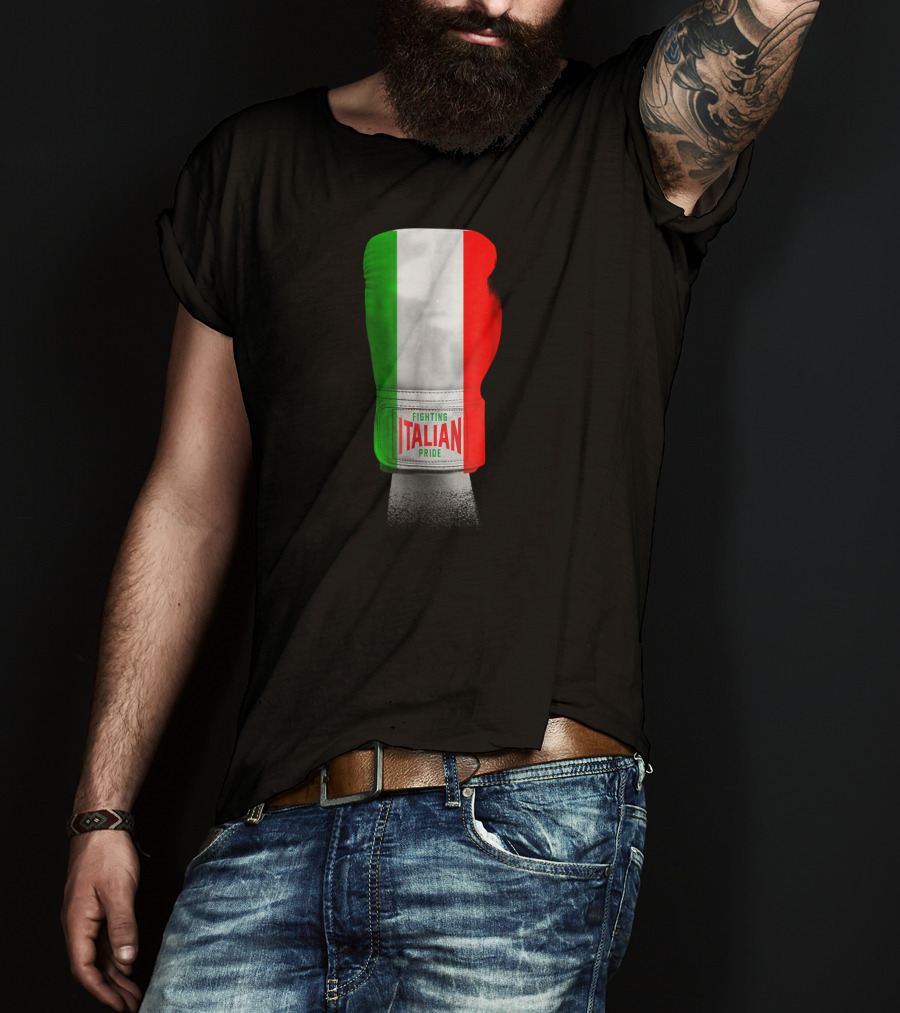 Vintage Italian Flag Boxing Gloves Fighting Italian Pride T-Shirt