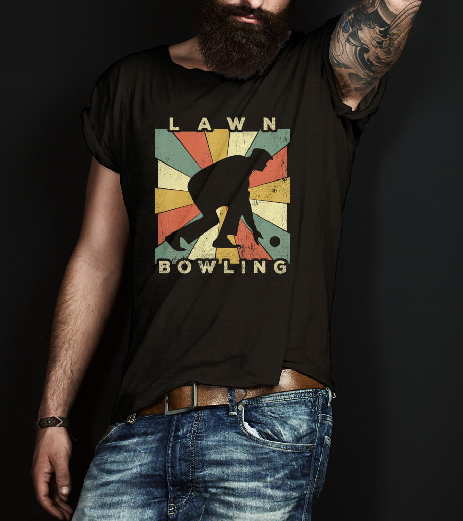 Lawn Bowling Vintage Retro Silhouette Burst T-Shirt