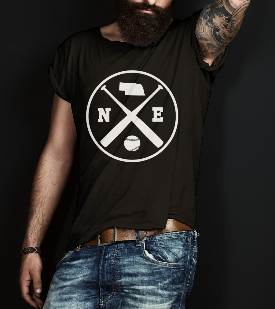 Vintage Nebraska Baseball Bats NE State Map And Ball T-Shirt