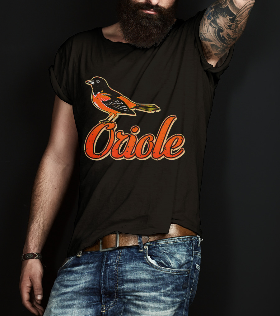 Vintage Oriole Bird Script Text Amazing Bird T-Shirt