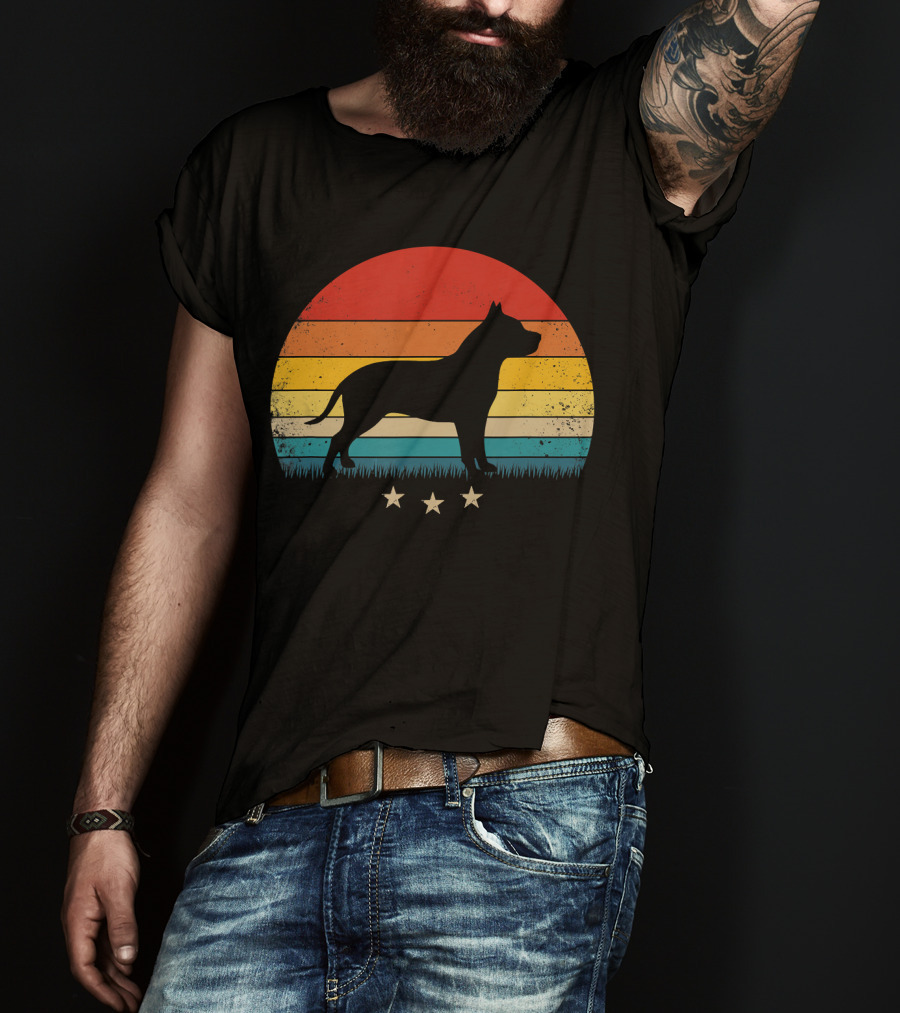 Vintage Pitbull Sunset With Stars T-Shirt