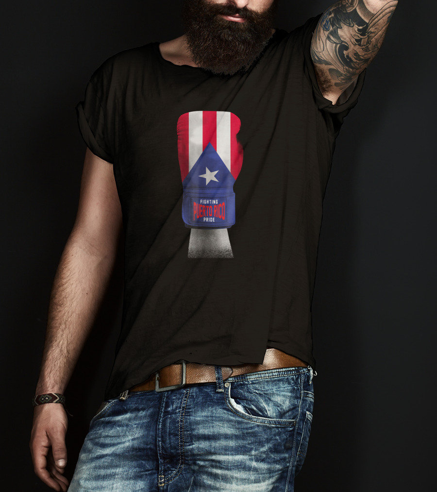 Fighting Puerto Rico Pride Vintage Flag Boxing Gloves T-Shirt