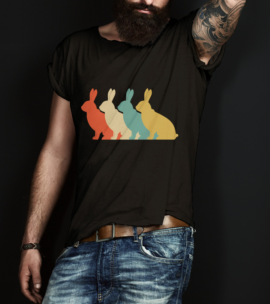 Vintage Art Bunny Rabbit Lover Whispere Four Colorful T-Shirt