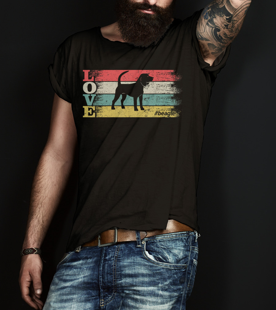 Love Beagle Vintage Stripes Hashtag Beagle T-Shirt