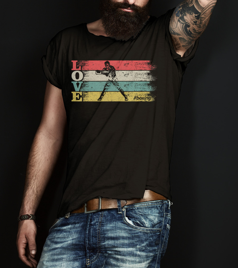LOVE Vintage Boxing Stripes #boxing T-Shirt