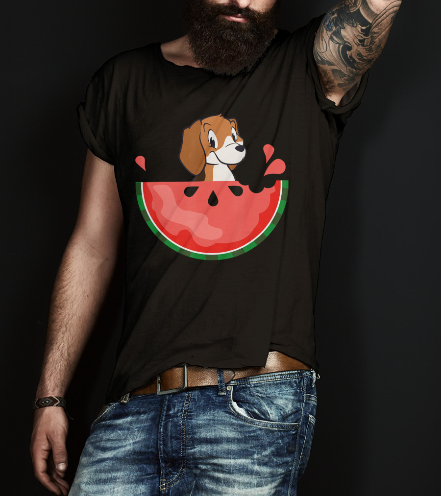 Watermelon With Beagle Summer Vacation Fun T-Shirt