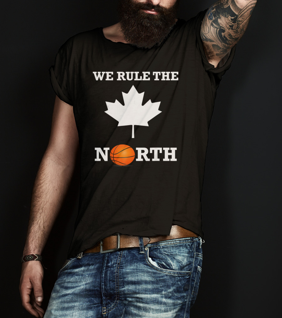 We Rule The North Canada Basketball Maple Leaf Orange Ball T-Shirt