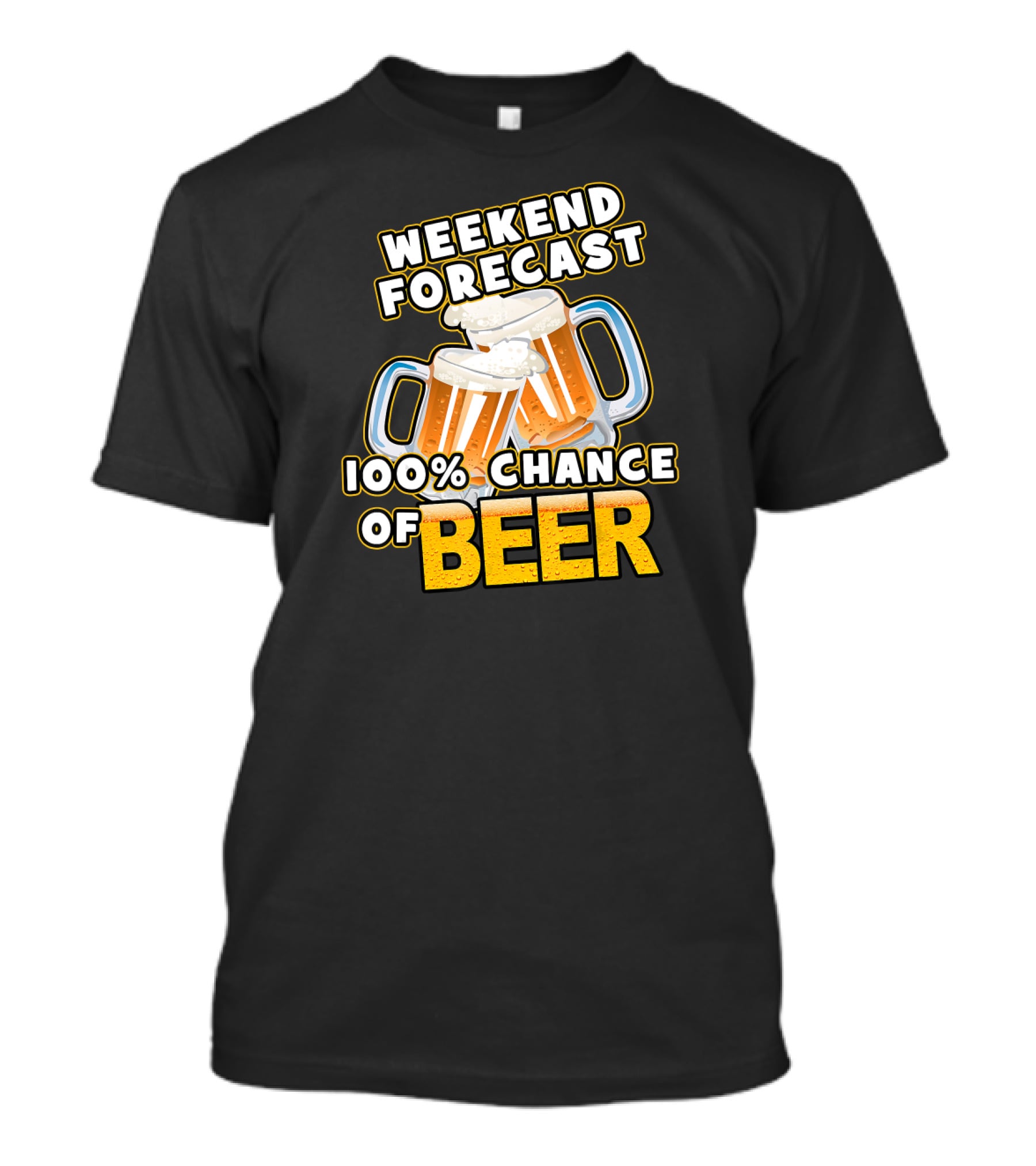 Weekend Forecast 100% Chance Of Beer Two Mugs T-Shirt