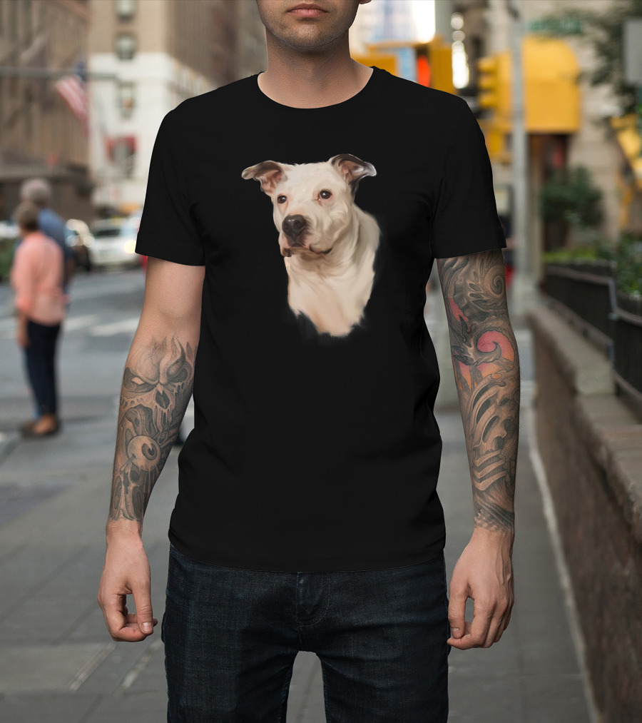 White Pit Bull Dog Portrait for Pitbull Lovers T-Shirt