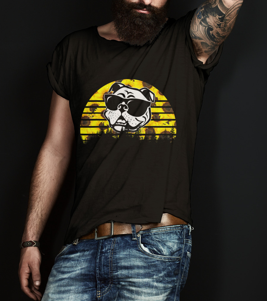 Pitbull Sunflower Sunglasses T-Shirt