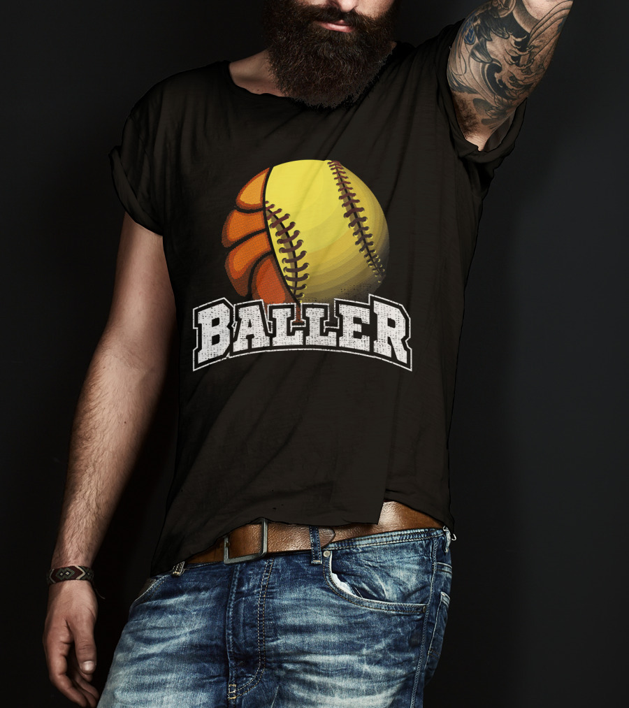 Baller Funny Girls Softball Basketball Combo T-Shirt