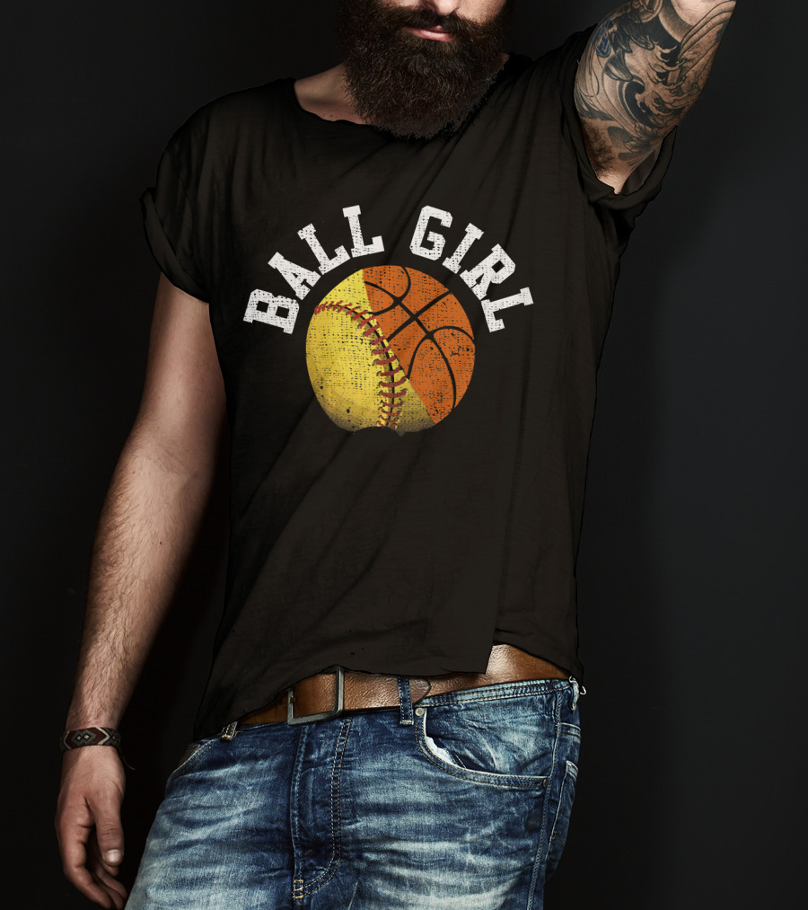 Ball Girl Funny Softball Basketball Combo T-Shirt