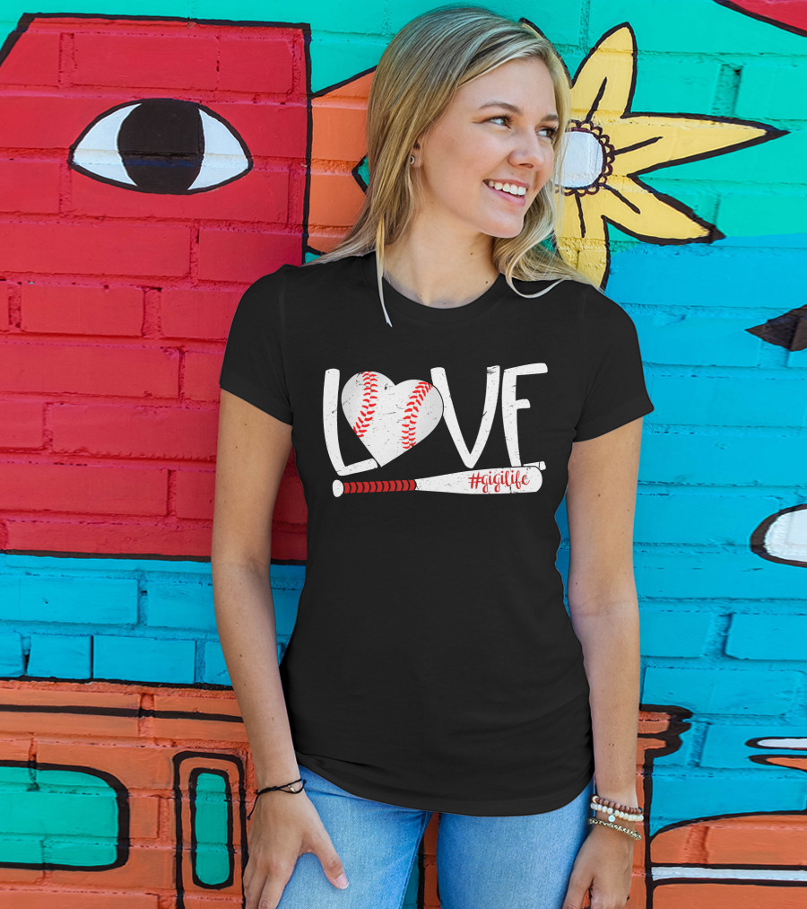 LOVE Baseball Heart Bat #GigiLife T-Shirt