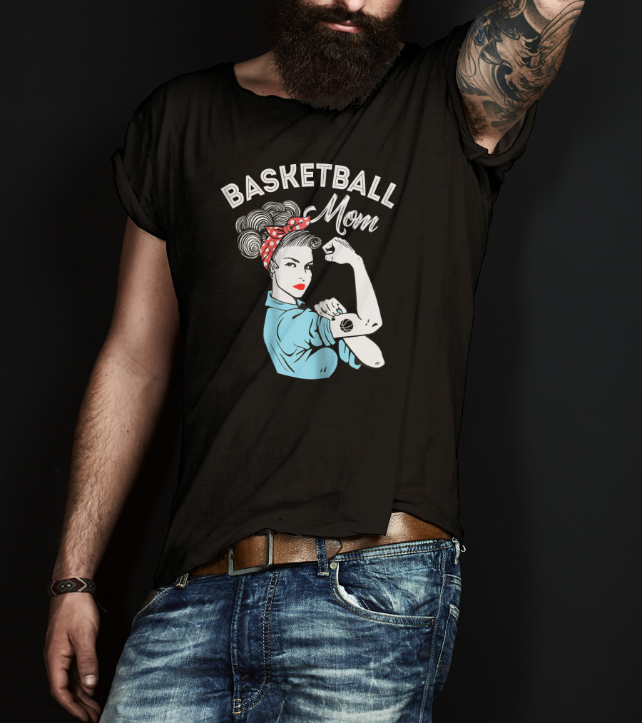 Basketball Mom Retro Strong Iconic Rosie Flexing T-Shirt