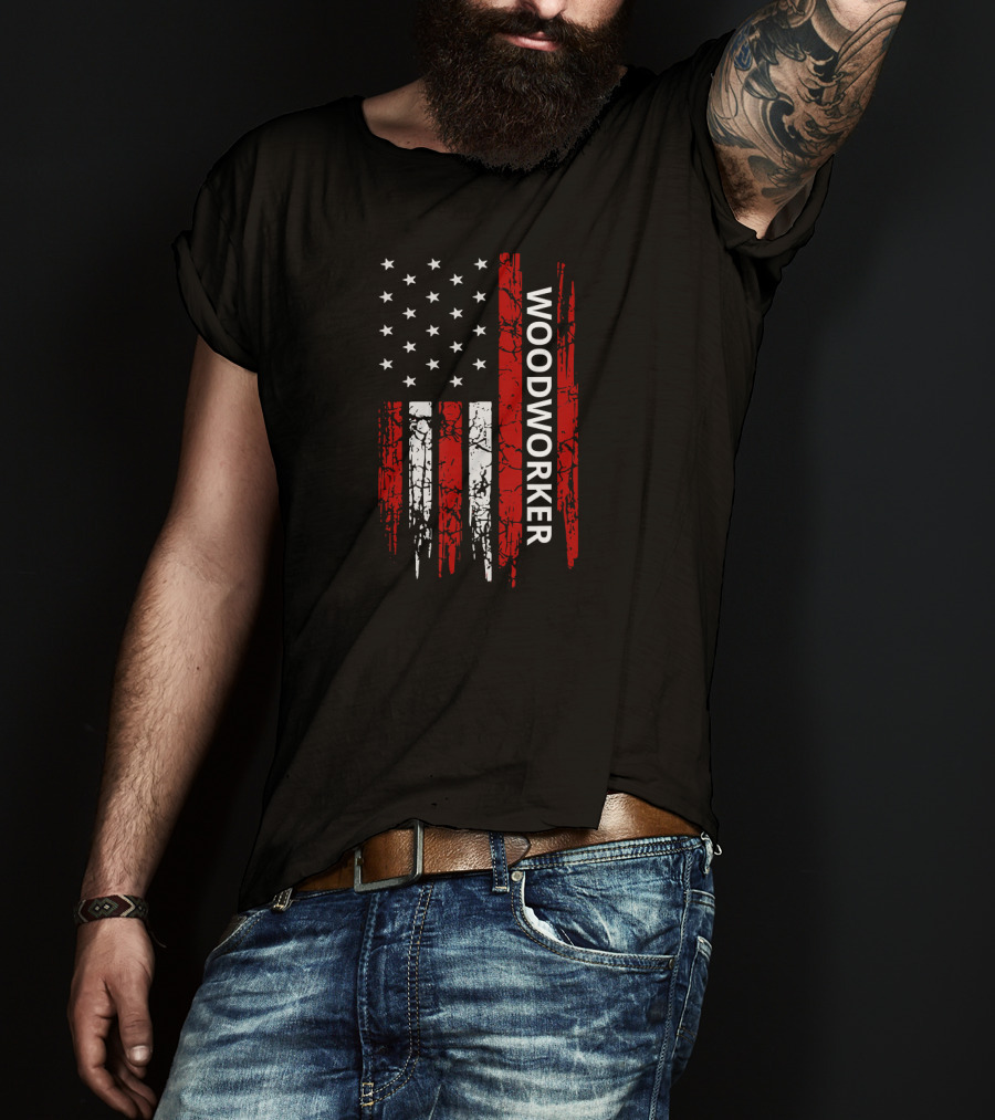 Woodworker USA Flag Patriotic American T-Shirt