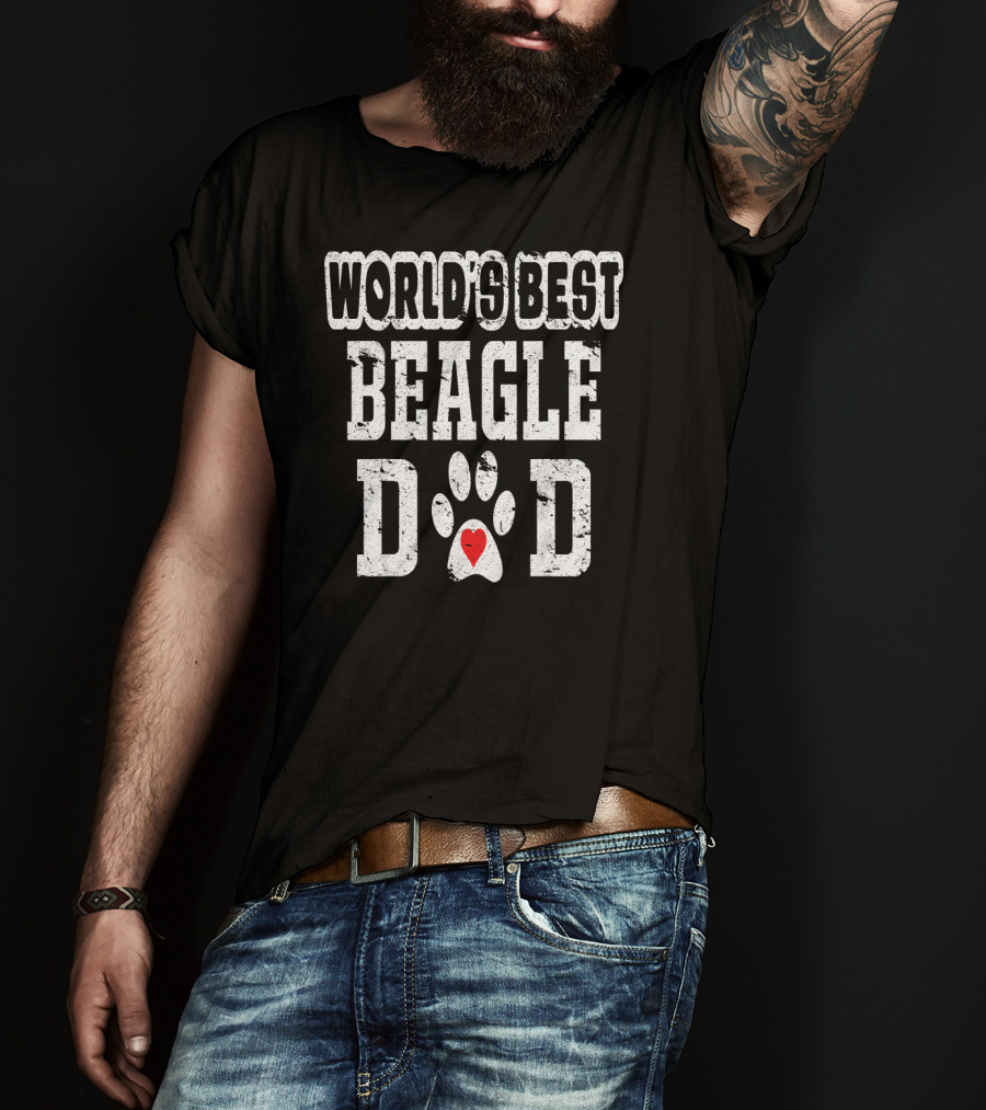 World's Best Beagle Dad Paw Heart T-Shirt