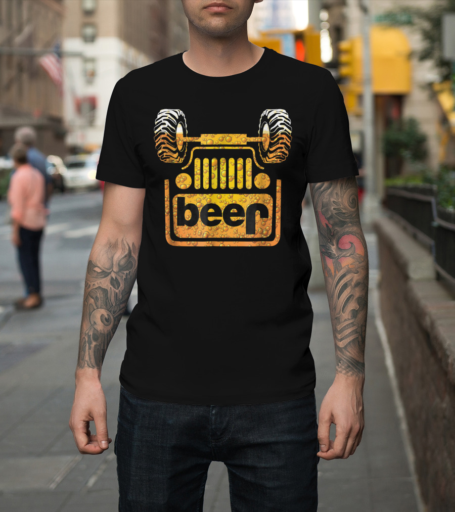 Wrecked Jeep Beer Bubbles And Tires T-Shirt