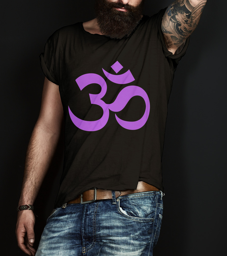 Yoga Aum OM Spiritual Symbol In Purple T-Shirt