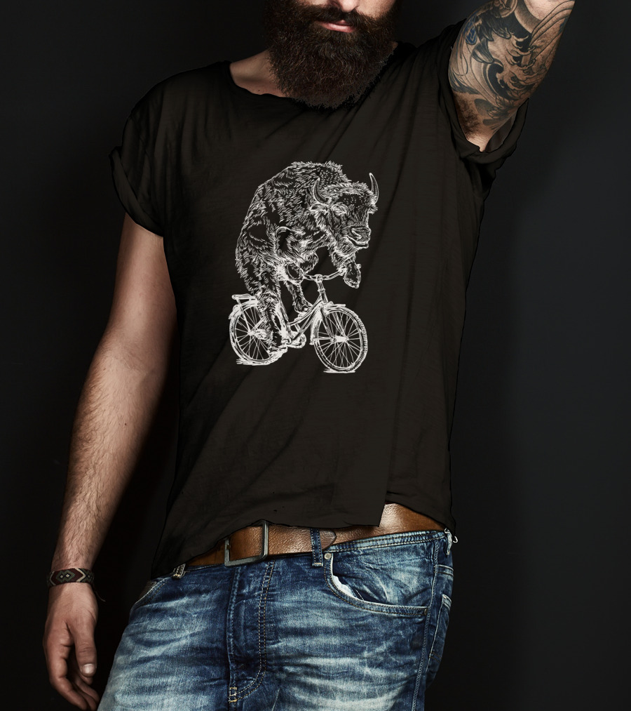 SEEMBO Bison Riding Bicycle Cyclist T-Shirt