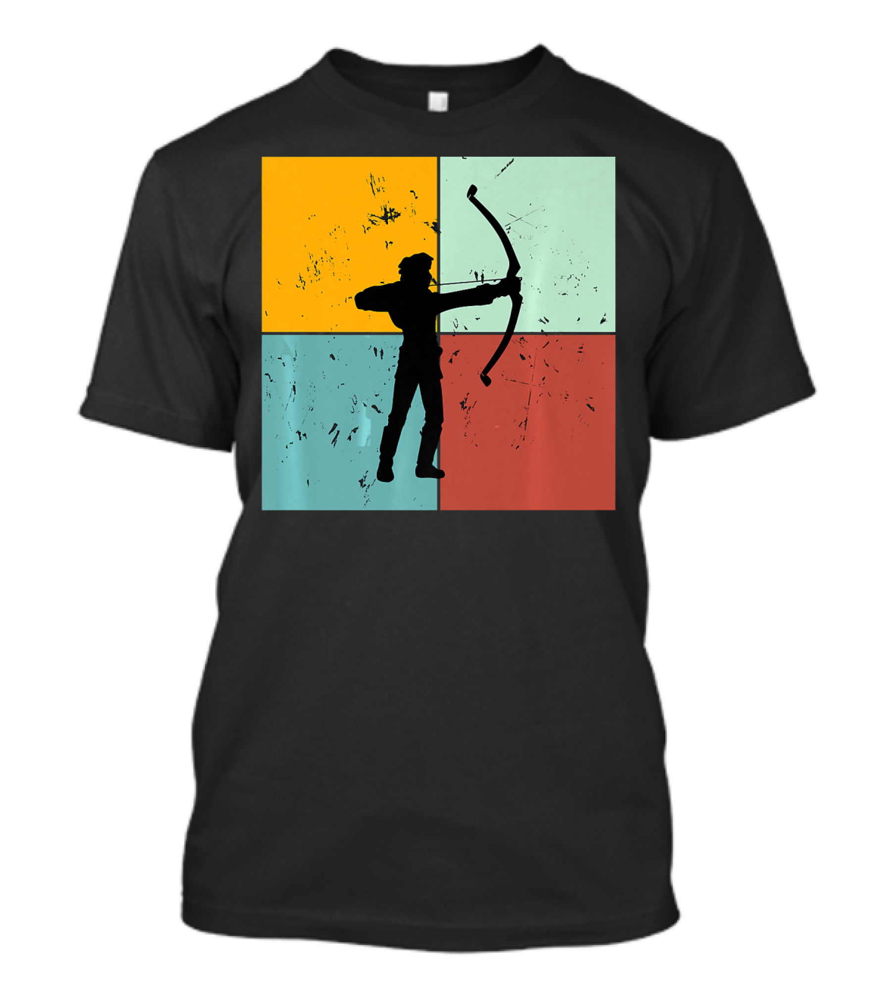 Shoot Aim Archer Bow Archery Arrow Vintage Silhouette Blocks T-Shirt