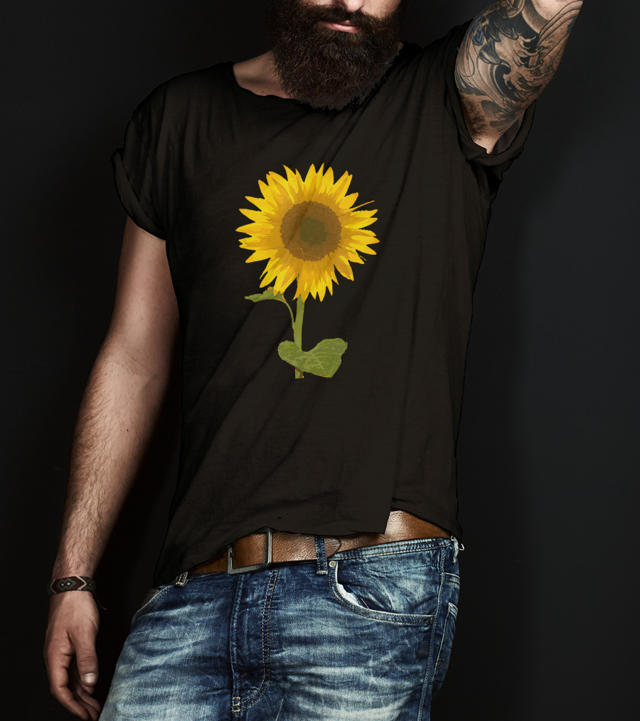 Sunflower Black Background Image T-Shirt