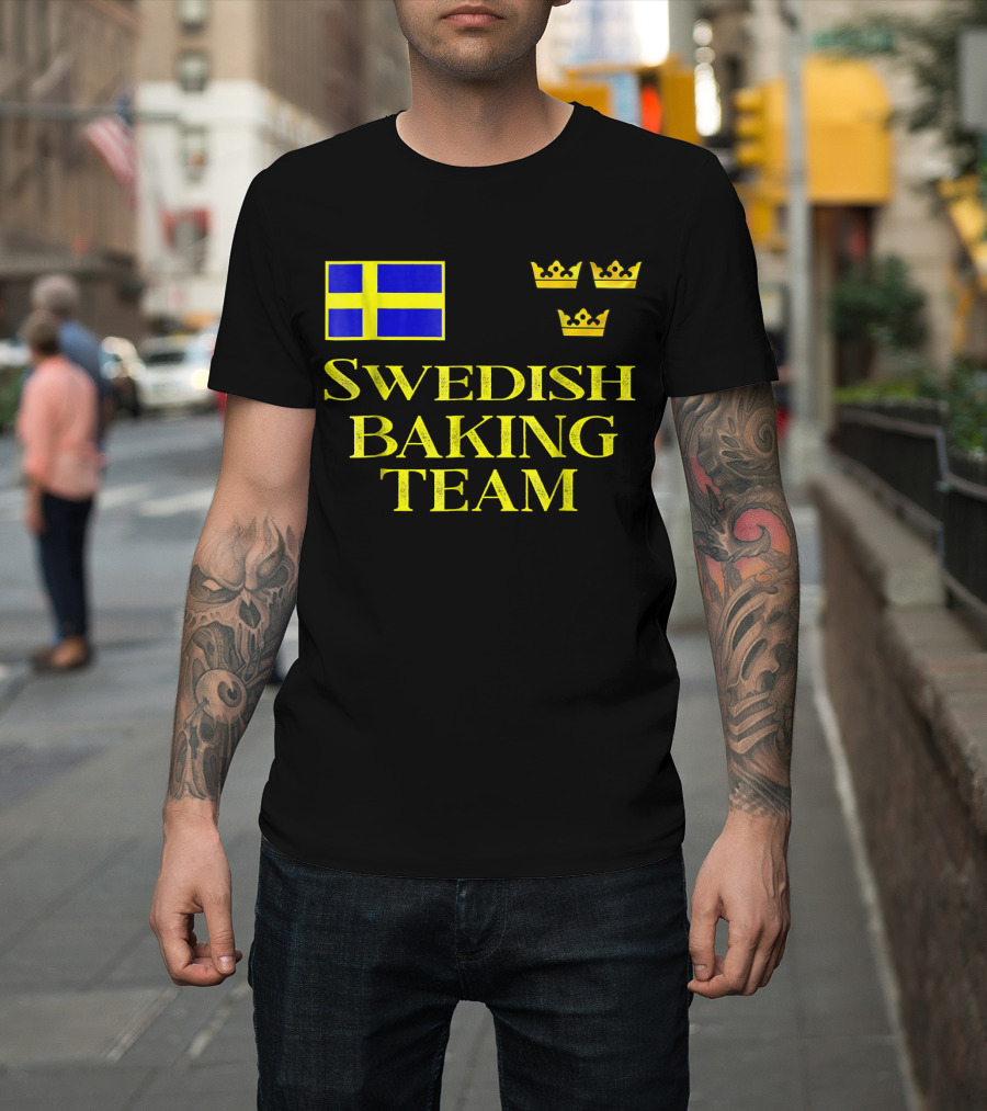 Swedish Baking Team Christmas Cookies Swedish Flag and Three Crowns T-Shirt