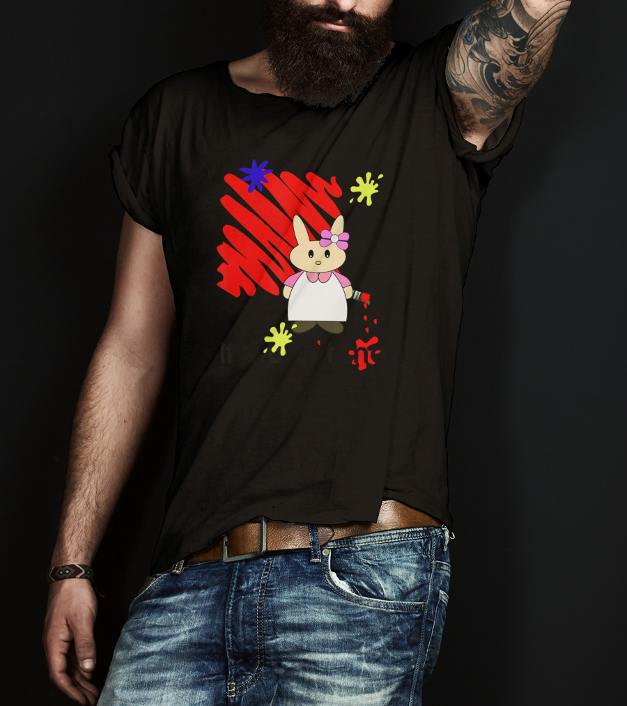 It Wasn't Me Bunny With Paintbrush And Red Scribble T-Shirt