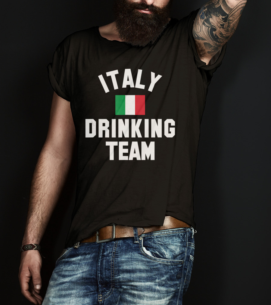 Italy Drinking Team Italy Beer Theme With Italian Flag T-Shirt