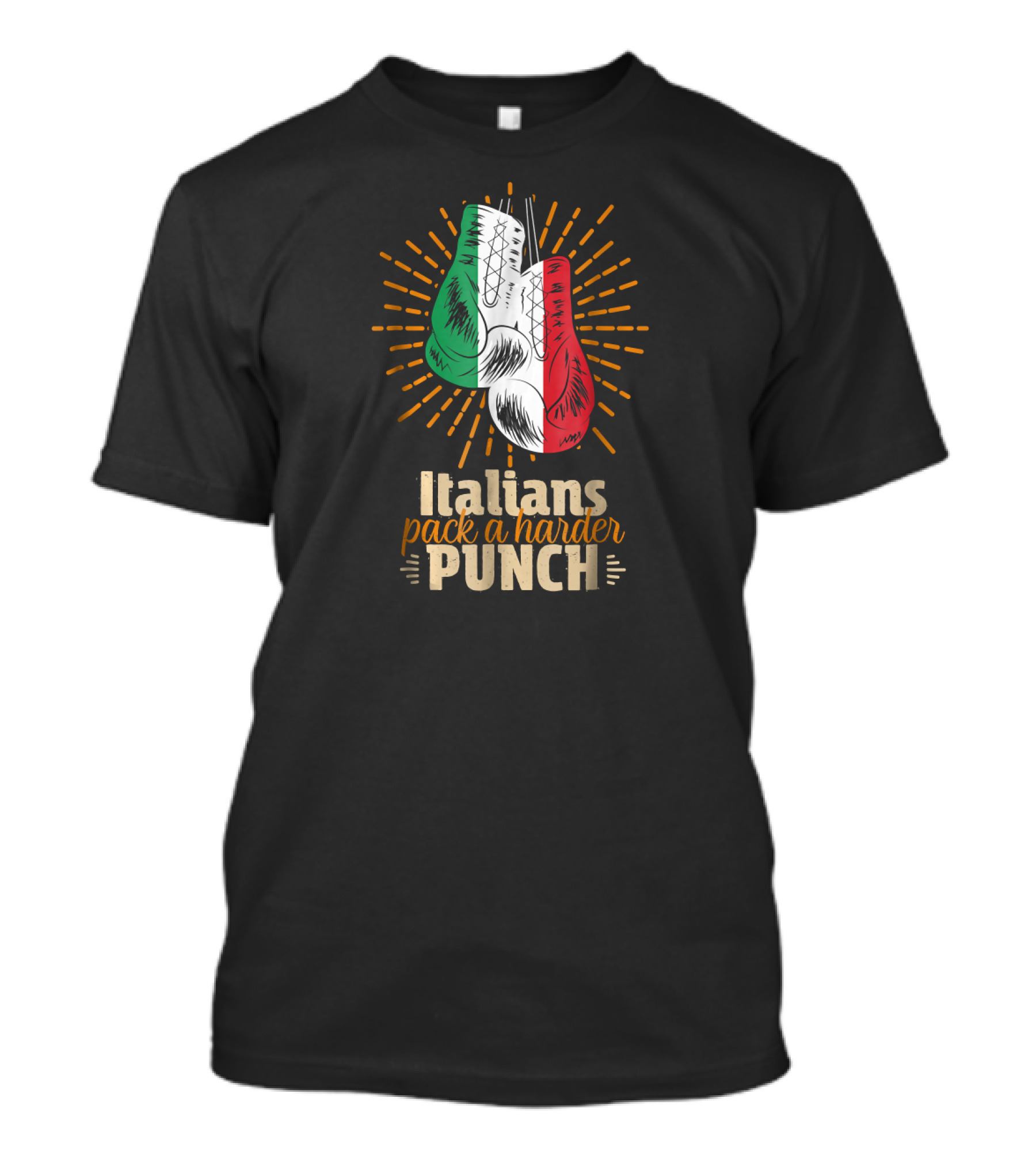 Italians Pack A Harder Punch Boxing Gloves Sporting Italy Flag Stripes T-Shirt