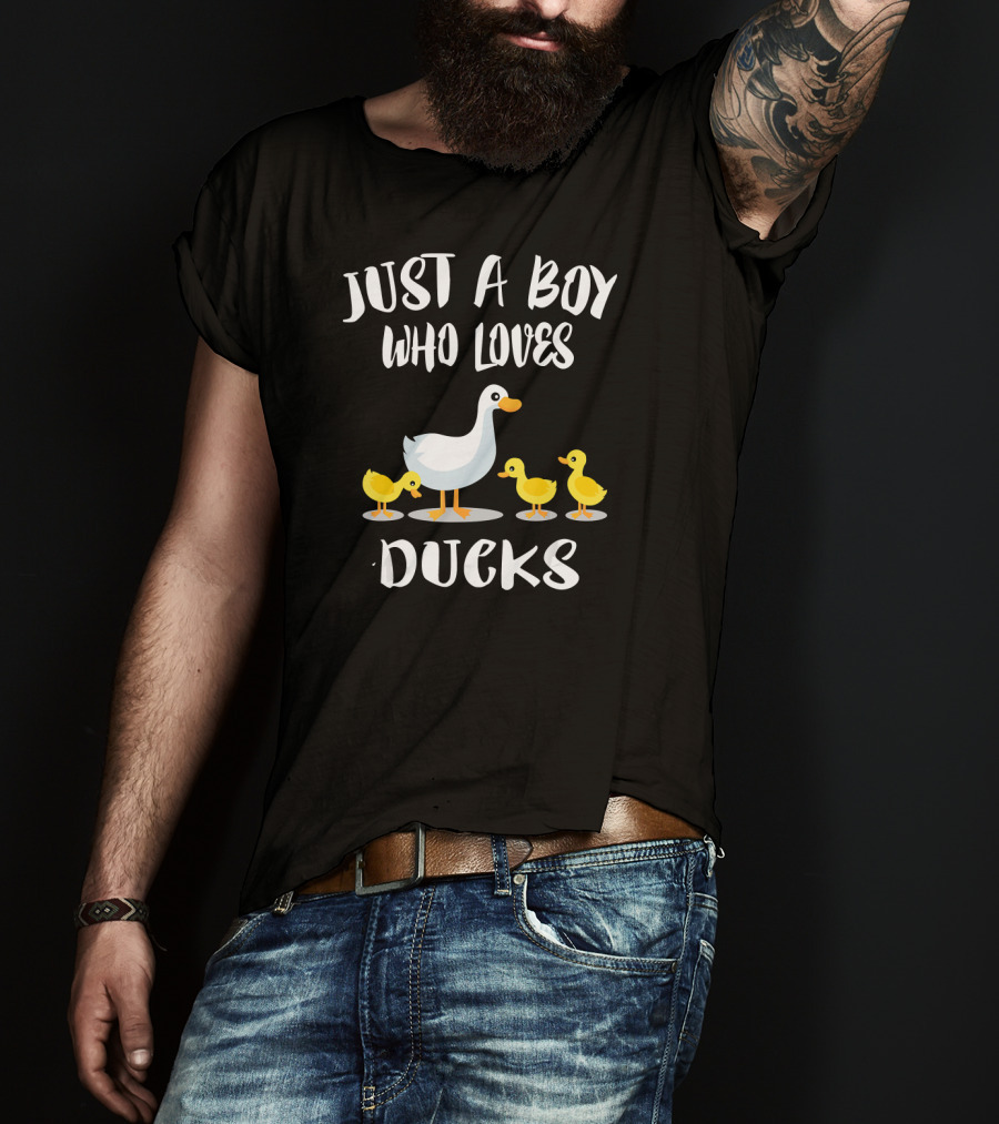 Just A Boy Who Loves Ducks With Duck And Ducklings T-Shirt