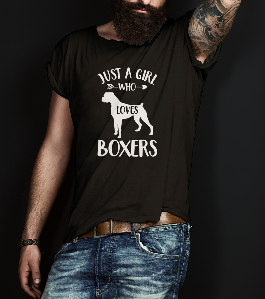 Just A Girl Who Loves Boxers With Arrow And Dog T-Shirt