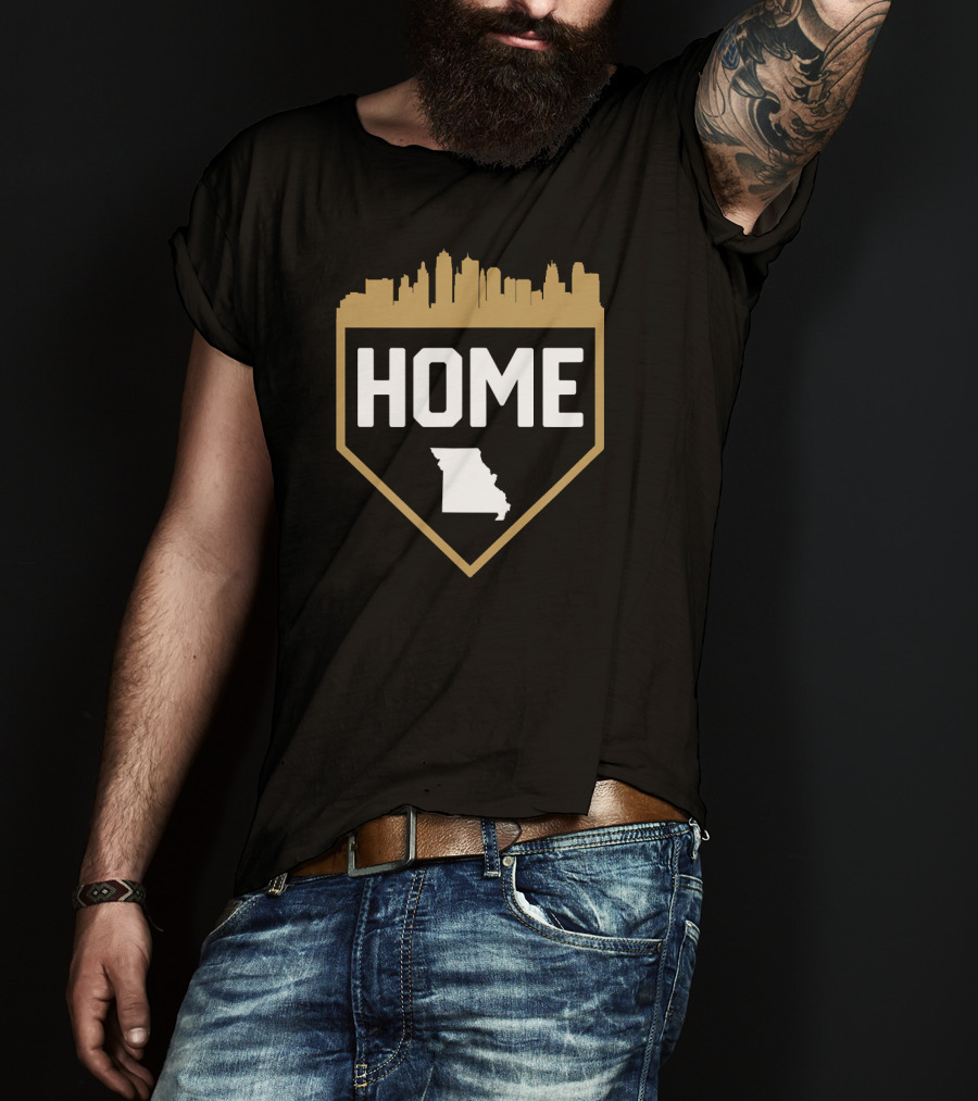 Kansas City Missouri Home Baseball Skyline Map T-Shirt