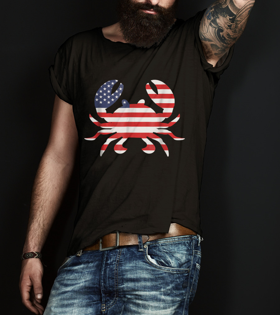American Flag Crab USA Patriotic T-Shirt