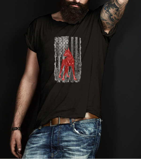 American Flag Doberman Patriotic T-Shirt
